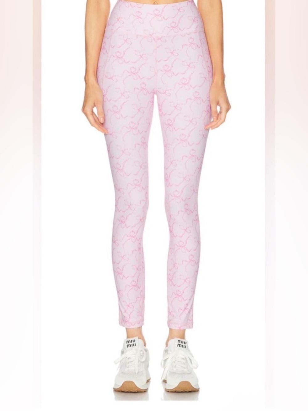 Love Shack Fancy Highland Legging Bow Print Posey Pink Size Small NWT